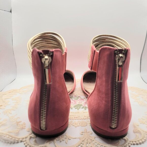 Aerosoles 9.5M Light Pink Suede Ankle Strap Flats - Picture 2 of 5
